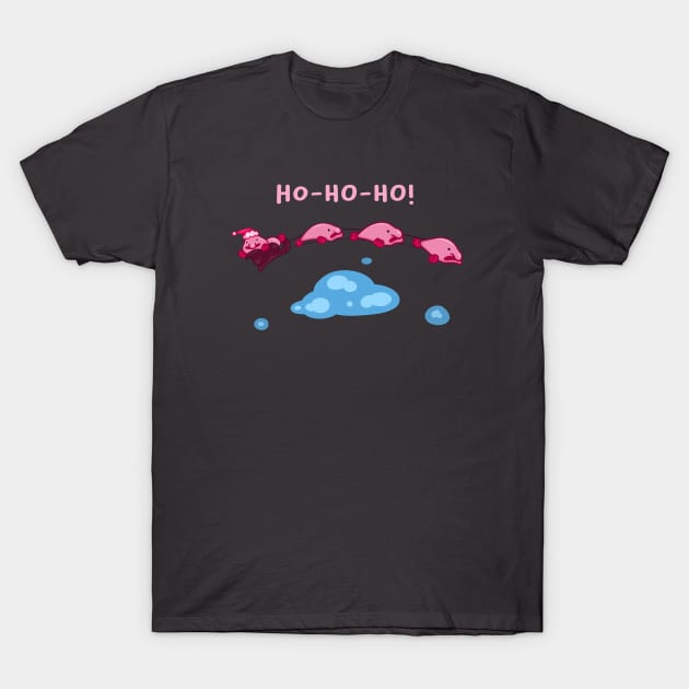 Santa Blobfish Claus Ho-Ho-Ho! T-Shirt by manydoodles